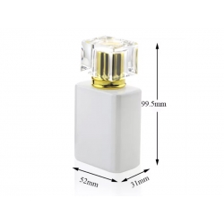 Butelka szklana perfumeryjna z gwintem biała 50 ml z atomizerem i nasadką ozdobną 8211-WHITE , S014B-50ML